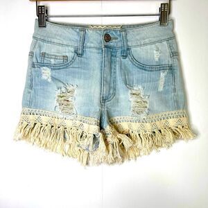 ALTAR’D State Crochet Trim Stretch Jean Shorts